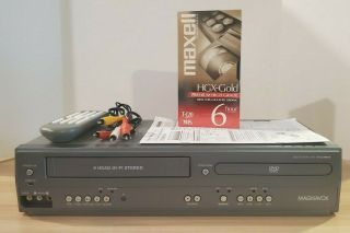 Magnavox Dv225mg9 Dvd Player Vcr Combo & Factory Remote & Blank Vhs