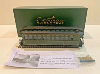 Bachmann On30 26202 Olive Unlettered Coach/obser Car W/ Lighted Interior & Kds
