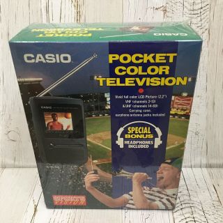 Vtg Casio Tv - 470 Pocket Color Television,  Headphones - & / Old Stock