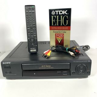 Serviced & Sony Vcr Vhs With Remote - Video Cassette Recorder Slv - 678hf