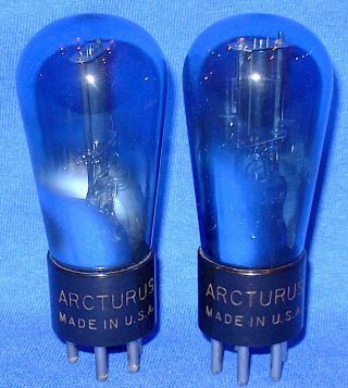 Strong Matched Pair Arcturus Blue Globe 56 Triode Vacuum Tubes