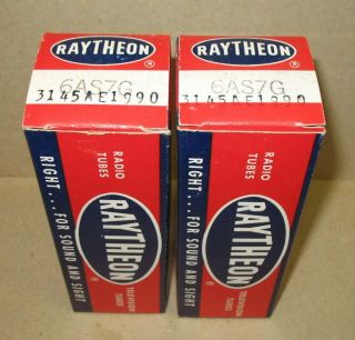 Nos Matched Pair 1957 Raytheon 6as7g Radio Tubes