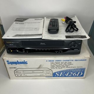 100 Symphonic Se426d 4 Head Vhs Vcr Video Cassette Player Recorder,  Remote