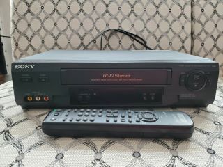Sony Slv - N51 4 - Head Hi - Fi Stereo Vcr Vhs Player Recorder W/ Remote
