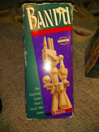 Vintage 1991 Milton Bradley Bandu Wooden Block Stacking Game Incomplete