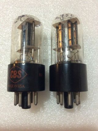 Matched Pair Cbs 6sn7gt Black Plate Bottom D Getter Tubes Nos - Testing 6sn7