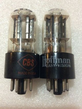 Matched Pair CBS 6SN7GT Black Plate Bottom D Getter Tubes NOS - Testing 6SN7 3