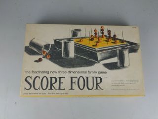 Vintage 1968 Funtastic Score Four 3d Game Wooden Metal Incomplete