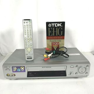 Serviced Sony Vcr With Remote & Cables Slv - N88 4 Head Hi - Fi Stereo Vhs Player