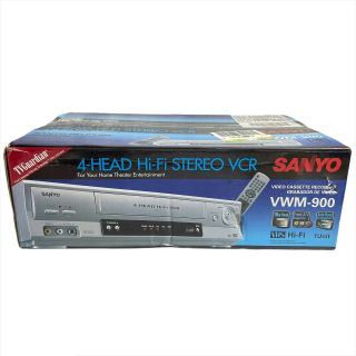 Sanyo Hi - Fi Vcr Vwm - 900 Stereo Vhs Player Box Remote Control Coax Cable