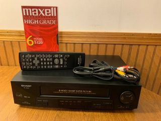 Sharp Vc - A410u 4 Head Hi - Fi Vhs Vcr Video Cassette Player/recorder W Remote