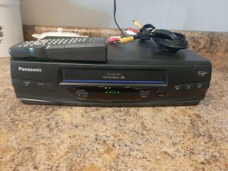 Panasonic Omnivision Pv - V4020 4 Head Vcr Plus Vhs Recorder,  Remote And Cables