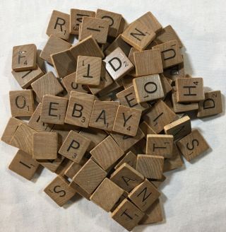 1989 Complete Set Of 100 Wooden Scrabble Tiles Crafts Scrapbooking Hobby