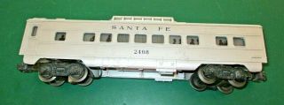 Postwar Lionel 2408 Santa Fe Domed Passenger Car.