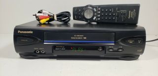 Panasonic 4 Head Omnivision Vcr Vhs Player Pv - V4022 With Remote & Cables