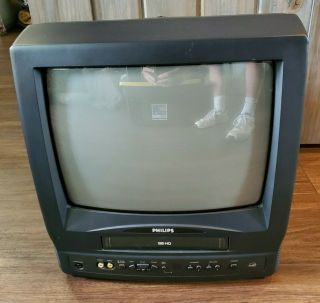 Philips 13 " Color Tv Vcr Combo Ccc130at01 Gaming Portable W/ Remote Control