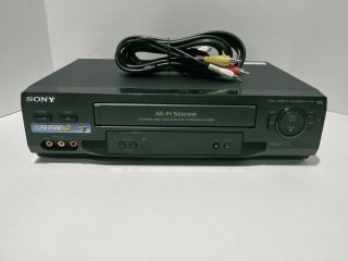Sony Slv - N51 4 - Head Hi - Fi Stereo Vhs Vcr Video Recorder With Av Cables -