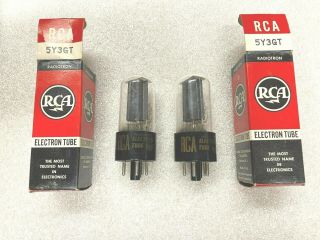 Nos Nib Rca Black Plate 5y3gt Rectifier Tube Matching Pair For Fender Champ Amp