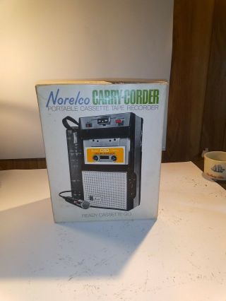 Vintage Norelco Tape Cassette Recorder Carry - Corder 150 El3302 Box 107 Nos