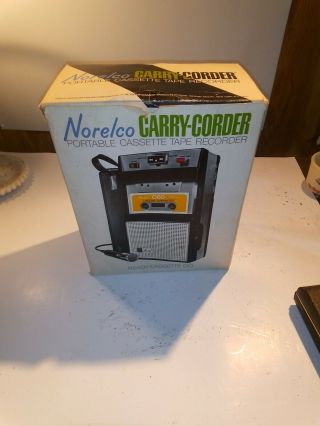 Vintage Norelco Tape Cassette Recorder Carry - Corder 150 EL3302 BOX 107 NOS 3