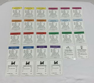 Monopoly Property Title Deed Cards - Complete Set Of 28