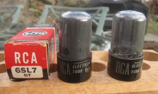 Matched Pair Rca 6sl7gt Tubes - Smoked Glass,  One