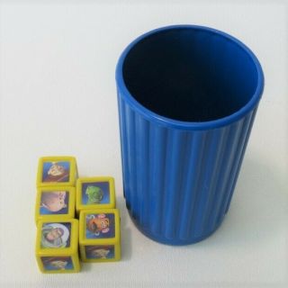 2009 Toy Story Yahtzee Jr.  Game 5 Dice & Dice Cup Complete Replacement Parts