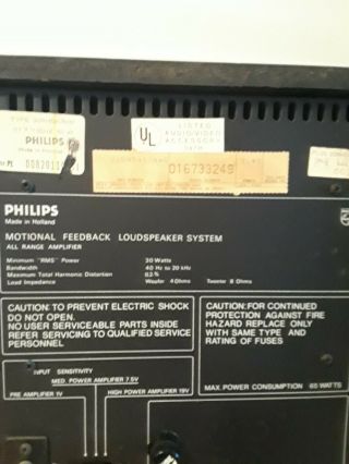 Phillips Motion Feedback Loudspeaker System Speaker.  One Speaker.  1970s. 3