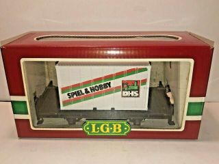 Lgb (lehmann) G Scale Flat Bed Car W/ Spiel & Hobby Container No.  4003 Dhs