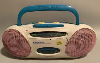 Soundesign Color Tunes Portable Am/fm Radio Cassette Player Blue White Pink 80s