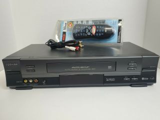 Toshiba W - 614r Vcr Vhs Player/recorder W/new Universal Remote Control Tested/wor