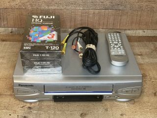 Panasonic Pv - V4523s Vcr Recorder Vhs Player With Remote 4 Head Hi - F With Remote
