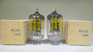 Nos/nib Matched Pair Western Electric 408a Square Getter Mil - Spec 1963