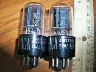 2 Strong Matched Rca Black Plate Bottom D Getter 6sn7gtb Tubes 13