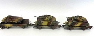 3 Ho Marklin Wwii Freight Cars With German Vehicles 2 Panzer Iv 