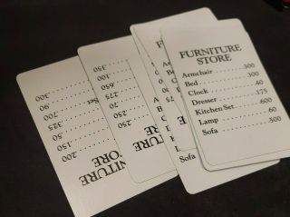 Milton Bradley BARGAIN HUNTER GAME replacement 8 Furniture CARDS 1981 3