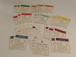 Complete Set Of Monopoly Title Deeds Game Replacement Parts Craft Project