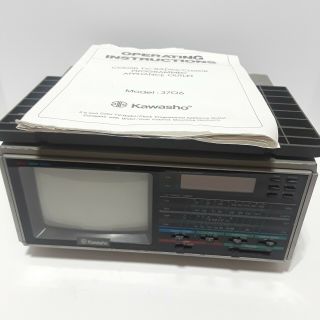 Vintage Kawasho Portable Color Tv Am Fm Radio W/ Manuals & Mounting Bracket