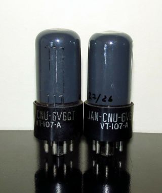 Rare Matched Pair National Union 6v6gt/g/vt - 107a Smoked Glass Tubes - Tests Nos