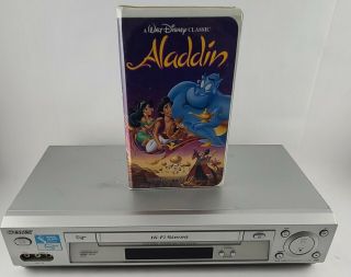 Sony Vcr Vhs Video Cassette Recorder Slv - N700 4 - Head Hi - Fi & Aladdin Vhs Disney