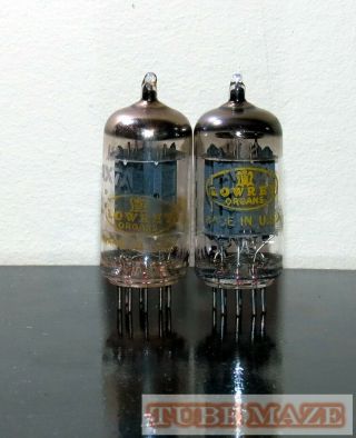 Matched Pair Ge 12ax7/ecc83 Long Plates Tubes O - Getter - 1962 - Test Nos