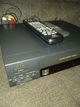 JVC HR - A61U Ultra Spec Drive Hi - Fi 4 - Head VCR VHS Cassette 2 Remotes,  Cords 2