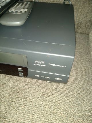 JVC HR - A61U Ultra Spec Drive Hi - Fi 4 - Head VCR VHS Cassette 2 Remotes,  Cords 3