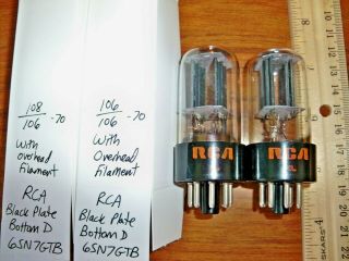 2 Strong Matched Rca Black Plate Bottom D Getter 6sn7gtb Tubes 3