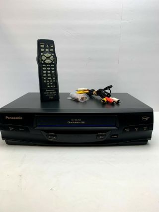 Panasonic Pv - V4020 Four Head Vhs Vcr With Remote,  Av Cables,  & Batteries