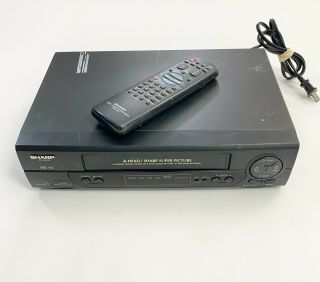 Sharp Vc - A400u Vhs Vcr Player/recorder W/ Cords With Remote And