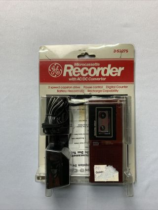 Vintage Ge 1986 Microcassette Recorder 3 - 5327s Ac/dc Converter
