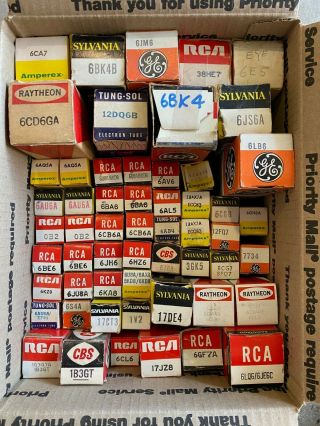 Misc Vacuum Tubes,  Nos,  Brands Include Rca,  Amperex,  Sylvania And Raytheon
