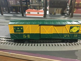 O Gauge Chicago And Northwestern (c&nw) Cattle Car With Qsi Cow Sounds