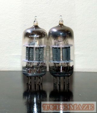 Matched Pair GE 12ay7 Gray Plates tubes [] - Getter - 1950s - Test NOS 2